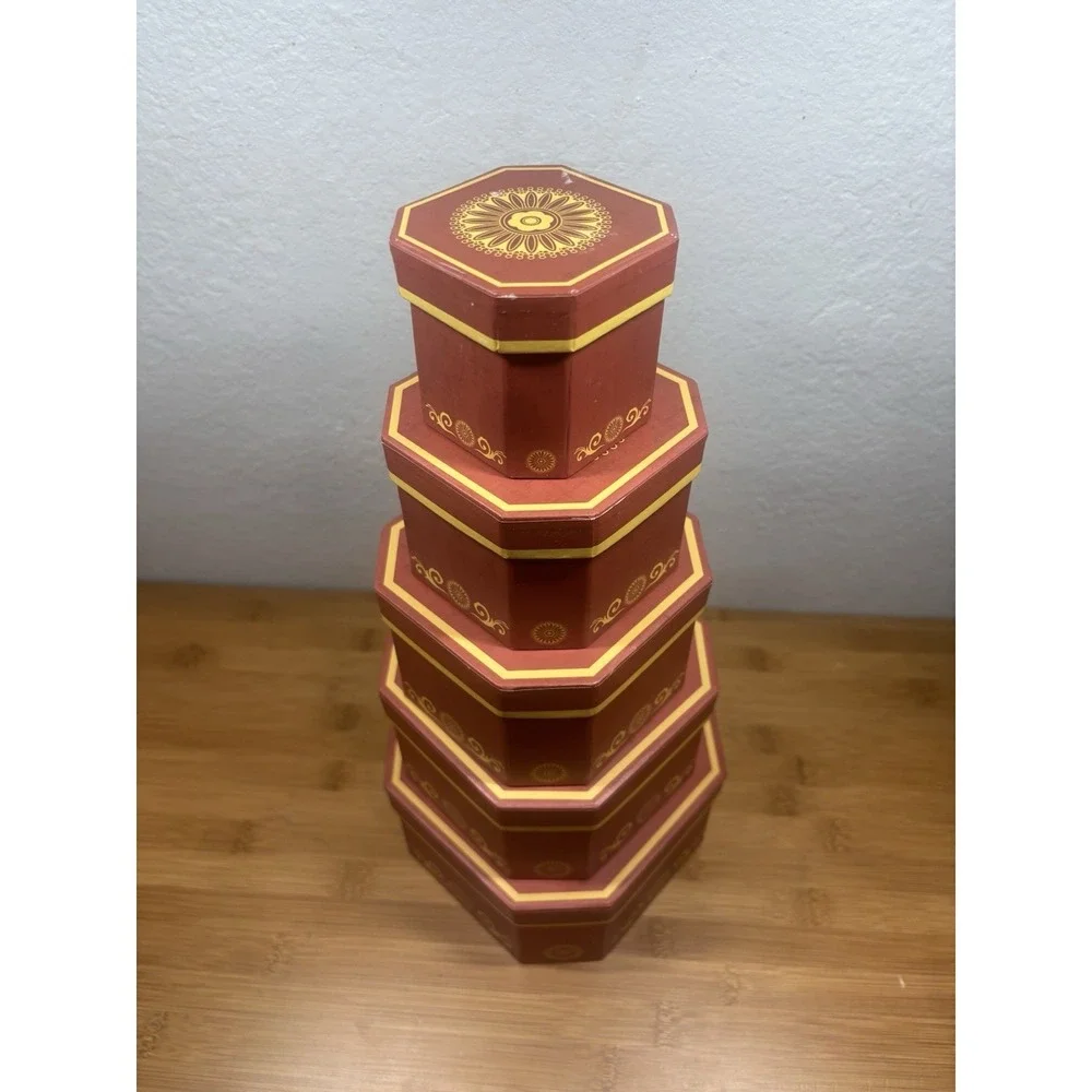 Gift Box Set 5 Hexagonal Nesting Boxes By Broadway Basketeers